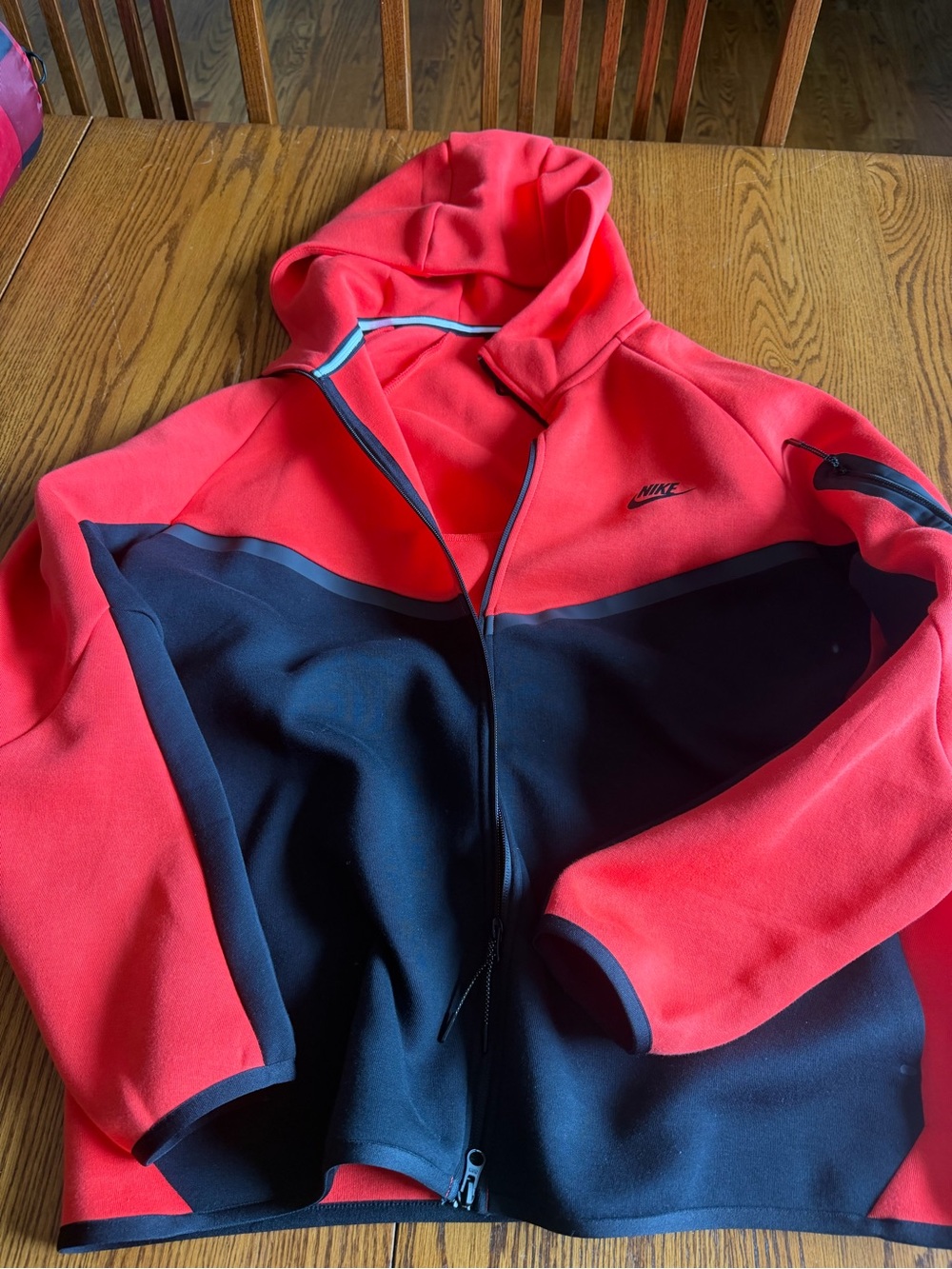 Nike Hooded Colorblock Jacket in Red and Black